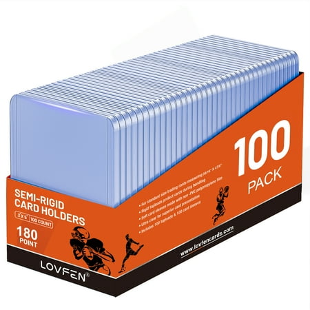LOVFEN 100 top loaders 180pt, 3" X 4" penny card cases, baseball football, standard trade suitable for sports and collectible cards - durable, transparent storage and display cases