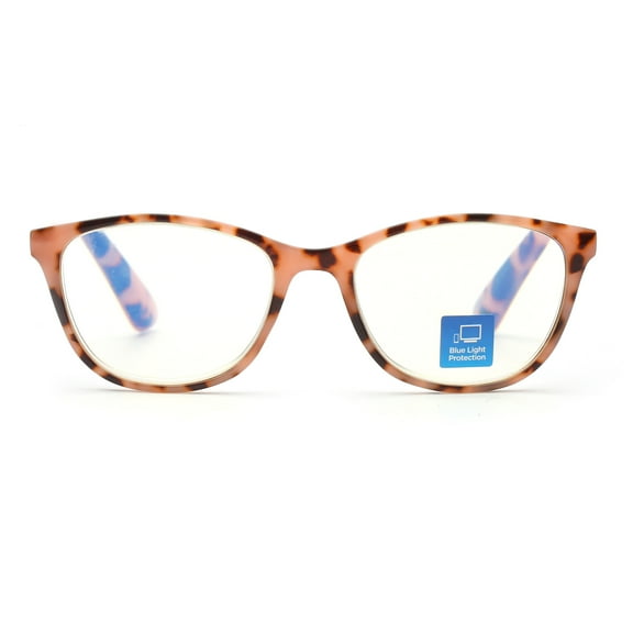 Equate Women's Blair Bluelight Cateye Reading Glasses with Case, Blush Tortoise,  3.25