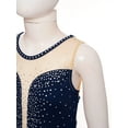thumbnail image 4 of Doomiva Figure Skating Dress for Kids Girls Rhinestone Sleeveless Ballet Lyrical Dance Leotard Performance Dancewear Navy Blue 14, 4 of 7