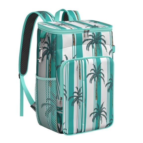 Boho Nautical Coastal Soft Cooler Bag - 20L Beachy Cooler Backpack with Easy-Clean PEVA Lining for Families & Travelers