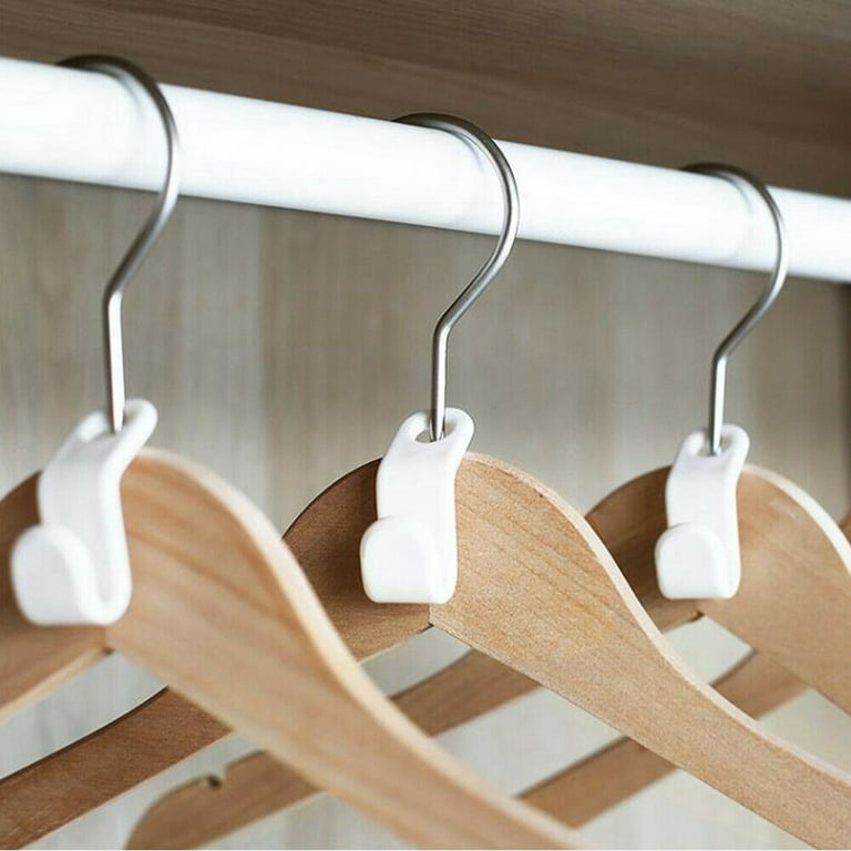 100 PCS Hanger Connector Hooks, Hangers Space Saving, Hanger Hooks, Hanger  Clips for Plastic Hangers(White)