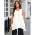 thumbnail image 2 of DARING DIVA Women's High Low Casual Sleeveless Chiffon Blouse Asymmetrical L White, 2 of 7
