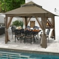 thumbnail image 6 of MASTERCANOPY 13 x 13ft Pop-up Gazebo Outdoor Canopy Tent with Mesh Walls, Brown, 6 of 7