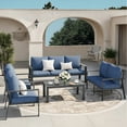 thumbnail image 5 of MRUAKA Aluminum Patio Furniture Set, 7 Pcs Modern Outdoor Sofa Sets, Outdoor Sectional Patio Conversation Set with Coffee Table for Backyard, Poolside,Navy, 5 of 10