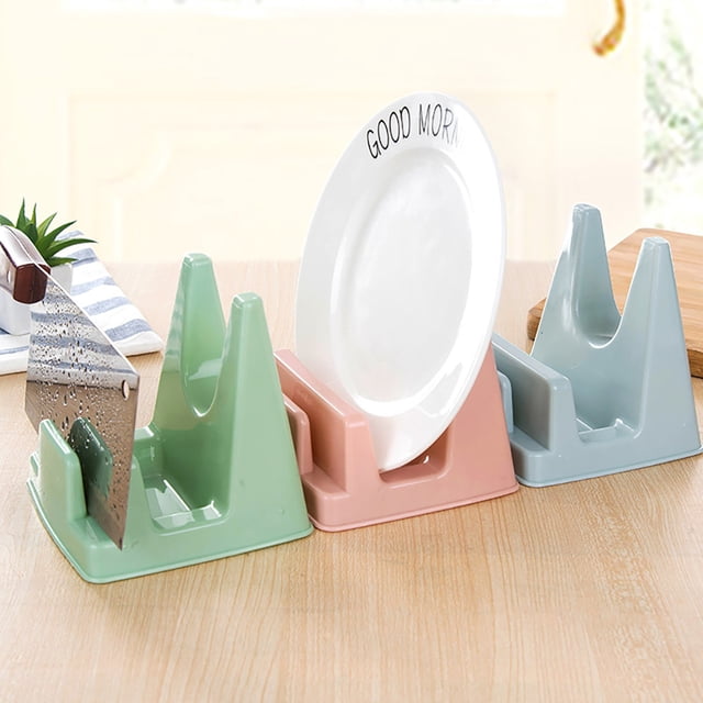 unbranded 2Ud Rejilla Tapas Y Cuchillos De Cocina De Plástico Azul Con Base Para