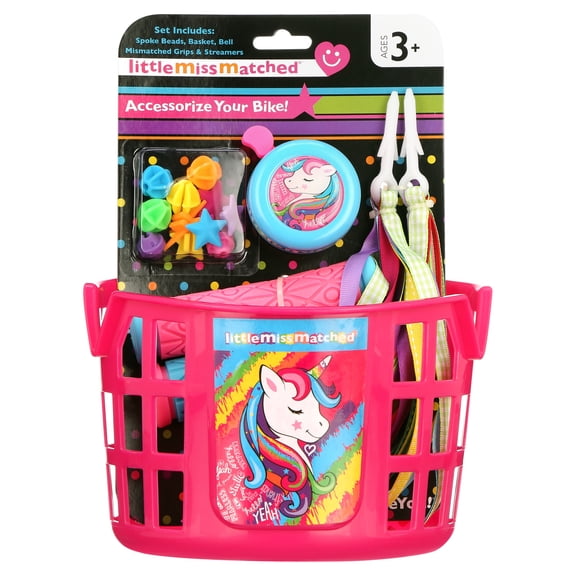 LittleMissMatched Bicycle Basket, Bike Accessories Value Pack