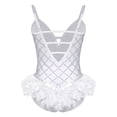 thumbnail image 7 of Aislor Women Rhinestones Feather Dacne Leotard Sleeveless Ballet Unitard Cocktail Party Dress Stage Wear White L, 7 of 7