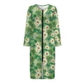 thumbnail image 3 of Yuyamidu Daisy Women's Bathrobe Zipper Front Bath Robes Green Leaf Long Sleeve Robe Size M St. Patrick's Day Night Gowns for Women Mid-Length Dressing Gown with Pockets, 3 of 7