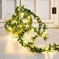 thumbnail image 4 of Guirnalda de hiedra artificial de 5 m y 50 LED, zarcillo de hiedra artificial, luces de hadas blancas cálidas, funciona con pilas para decoración de bodas en el hogar y el jardín, 4 of 8