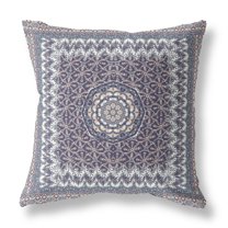 20â€ Gray Peach Holy Floral Indoor Outdoor Throw Pillow
