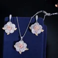 thumbnail image 4 of 14K Yellow Gold Plated Flower Pendant and Earrings For Women Jewelry Set 3Ct Round Cut Simulated Diamond For 925 Sterling Silver, 4 of 5