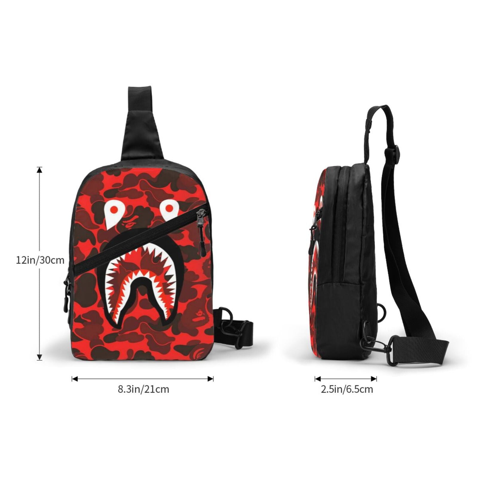 Bape Camo Shark Sling Crossbody Backpack Shoulder Bag Chest Bag Daypack Sling Bags Walmart