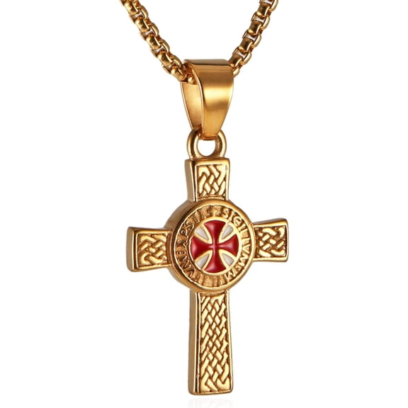 Knight Templar Cross Necklace For Men Stainless Steel Retro Eternal Celtic Irish Knot Corss Pendant Necklace Jewelry Gift