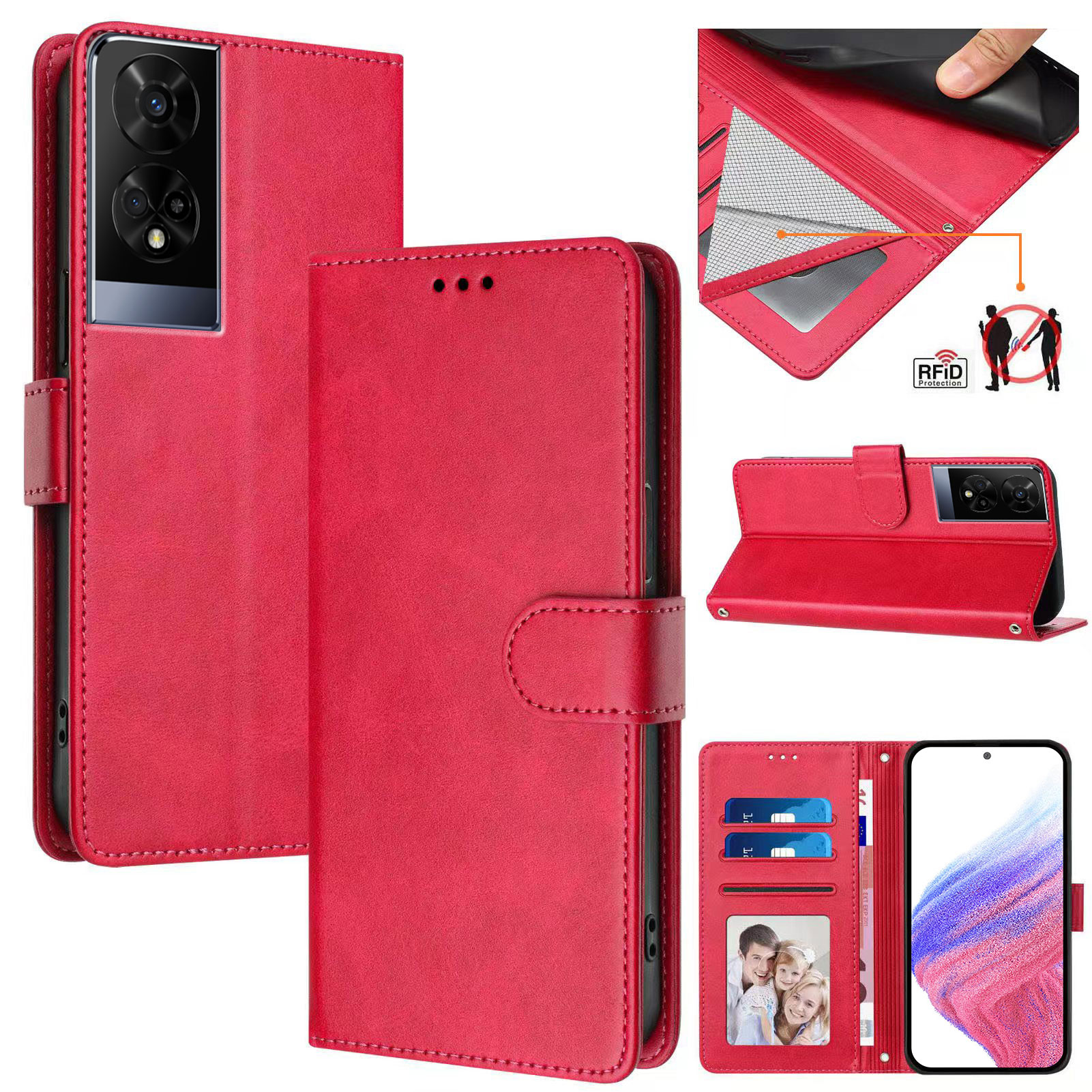 TCL 50 XE 5G Case ,RFID Blocking Cover Crossbody Lanyard Flip Leather Wallet Case for TCL 50 XE 5G