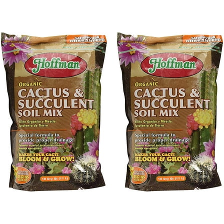 Hoffman Organic Cactus and Succulent Soil Mix to Provide Proper Drainage and Improve Growth in Cacti, 10qts, 2 Pack