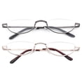 thumbnail image 3 of 2 Pairs Half Rim Moon Shape Metal Frame Spring Hinge Reading Glasses for Men for Women, Reading Glasses + 2.50, 3 of 3