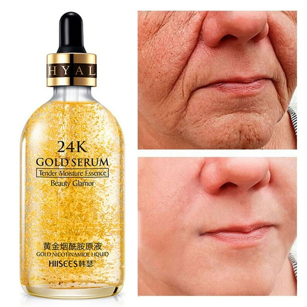 Suero facial de oro de 24K para el cuidado de la piel, esencia hidratante con ácido hialurónico que ilumina el tono de la piel, antiarrugas, blanquea el oro, 100ml Fivean unisex
