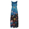 thumbnail image 2 of Daeful Maxi Robe Sans Manches Swing Gilet Col Carré Femmes Décontracté en Vrac Floral Robe de Soleil 16 Bleu 3XL, 2 of 8