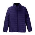 thumbnail image 2 of BODOAO Women's Quilted Down Jacket Trendy Long Lightweight Padded Coats Cute Warm Outerwear Fall Winter Fashion Clothes Zip-Up Stand-Collar Winter Coat Navy XXL, 2 of 9