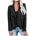 thumbnail image 1 of yievot Blazer Décontracté pour Femmes Manches Longues Ouvert devant à Carreaux, 1 of 5