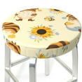 thumbnail image 3 of Balery Watercolor Bee Honey Honeycomb Bee Velvet Round Bar Chair Cushion Cover Adjustable, Protects From Scratches And Stains, Soft & Washable Ideal For Wooden And Metal Stools - 14 Inch, 3 of 7