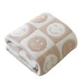 thumbnail image 1 of Manta De Punto A Cuadros Con Cara Sonriente Feliz, Ultra Suave Y Acogedora, Manta De Cama De Microfibra Mullida Con Tablero De Ajedrez, Manta Ligera En Ambos Lados Para Sofá Cama (Bebé Crema Sonrisa 3, 1 of 5