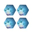thumbnail image 2 of Balery 4 Pcs Butterflies And Waterlily In Waterleather Coasters Set, Drink Table Cup Coasters For Living Room Kitchen Coffee Decor, 2 of 9