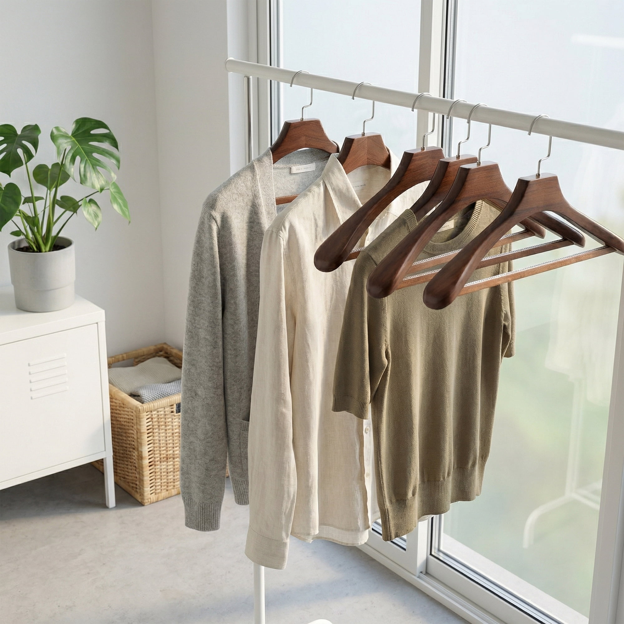 Unique Bargains 2Pcs Durable Wood Space Saving Clothes Hangers Dark Brown