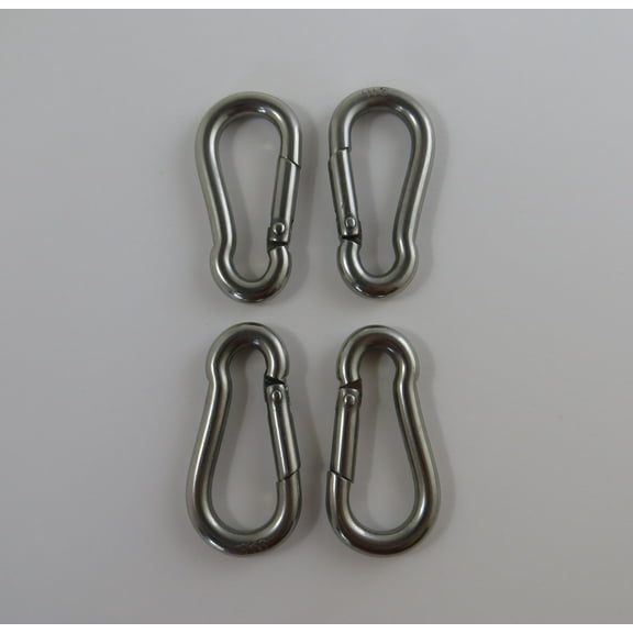 4 Pieces Stainless Steel 316 Spring Hook No Eye Carabiner 11/64" (4.5mm) Marine Grade
