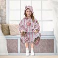 thumbnail image 7 of FORMRS Wearable Blanket Hoodie with Sleeves for Kids Cozy Flannel Sweatshirt, Pink Gingerbread Houses, 7 of 7