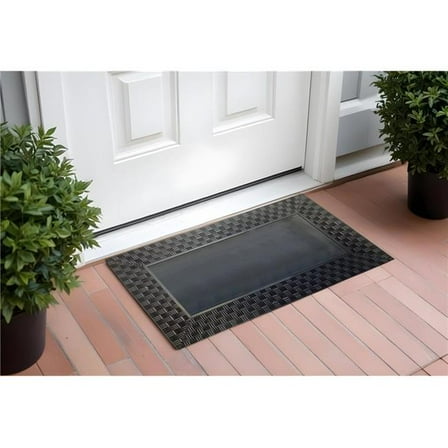 HomeRoots 555507 18 x 30 in. Brown & Black Rubber & Coir Spring Summer Outdoor Door Mat with Inserts