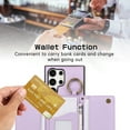 thumbnail image 4 of Crossbody Wallet Case for Samsung Galaxy S22 Ultra with Lanyard Strap Card Slot Holder RFID Blocking 360° Ring Kickstand,Magnetic Flip Folio Zipper Purse Case, PU Leather Cover Handbag,Purple, 4 of 10