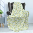 thumbnail image 4 of Dandelion Soft Flannel Fleece Throw Blanket, Blossoming Blowballs Leaves and Ladybugs Doodle Style Nature, Cozy Plush for Indoor and Outdoor Use, 60" x 80", Pale Blue Yellow, by Ambesonne, 4 of 5
