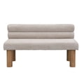 thumbnail image 2 of Christopher Knight Home Modern Boucle Upholstered Dining Bench with Solid Wood Legs, Light Gray, 2 of 9
