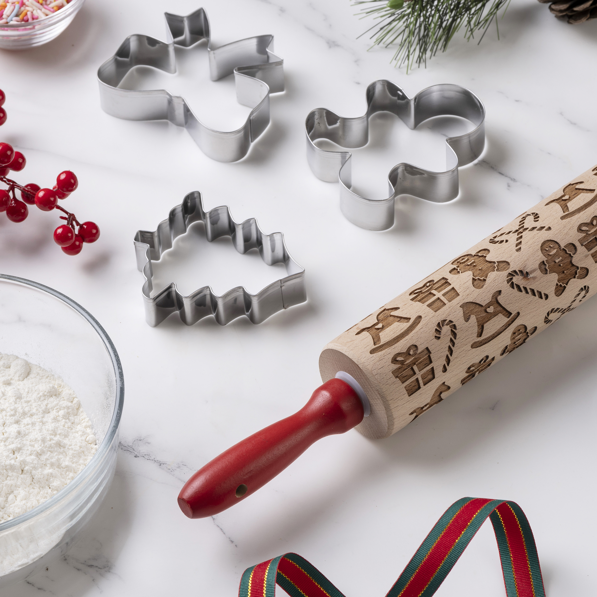Cook With Color 16.9” Silicone Rolling Pin – Durable Non-Stick Baking Tool for Holiday Cookies & Pastries