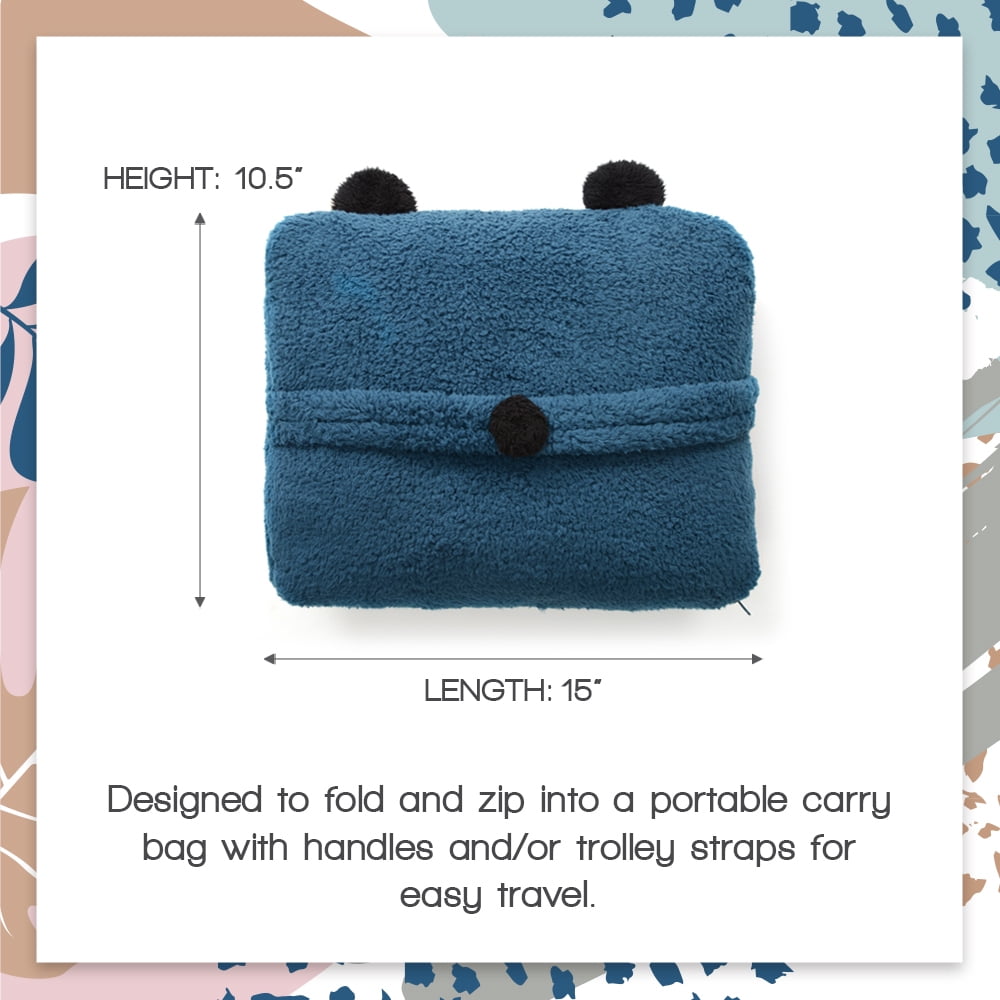 Tenby Wearable Blanket with Sleeves for Women and Men, Oversized One Size Sherpa Blanket Hoodie Sweatshirt with Front Pocket, Foldable Portable Travel Pillow with Handle and Trolley Straps, Blue