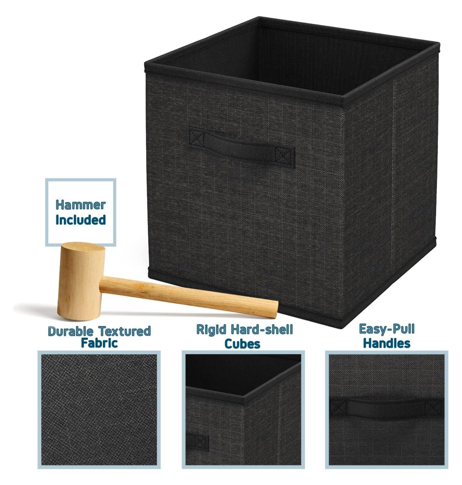 12 Cube Storage Organizer - Black Cube Organizer Shelf, DIY Storage Cubes Organizer Shelves with Fabric Storage Cubes, Sturdy Cubbies Storage Shelves, Cube Storage Shelf for Bedroom, Playroom and More