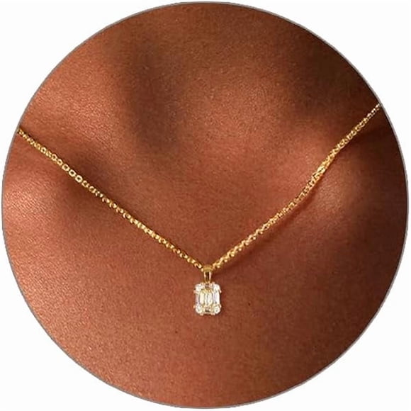 ccwmincc Diamond Pendant Gold Necklace for Women,Dainty 18k Gold Plated Choker Necklaces Simple Gold Jewelry Gifts for Women Girls