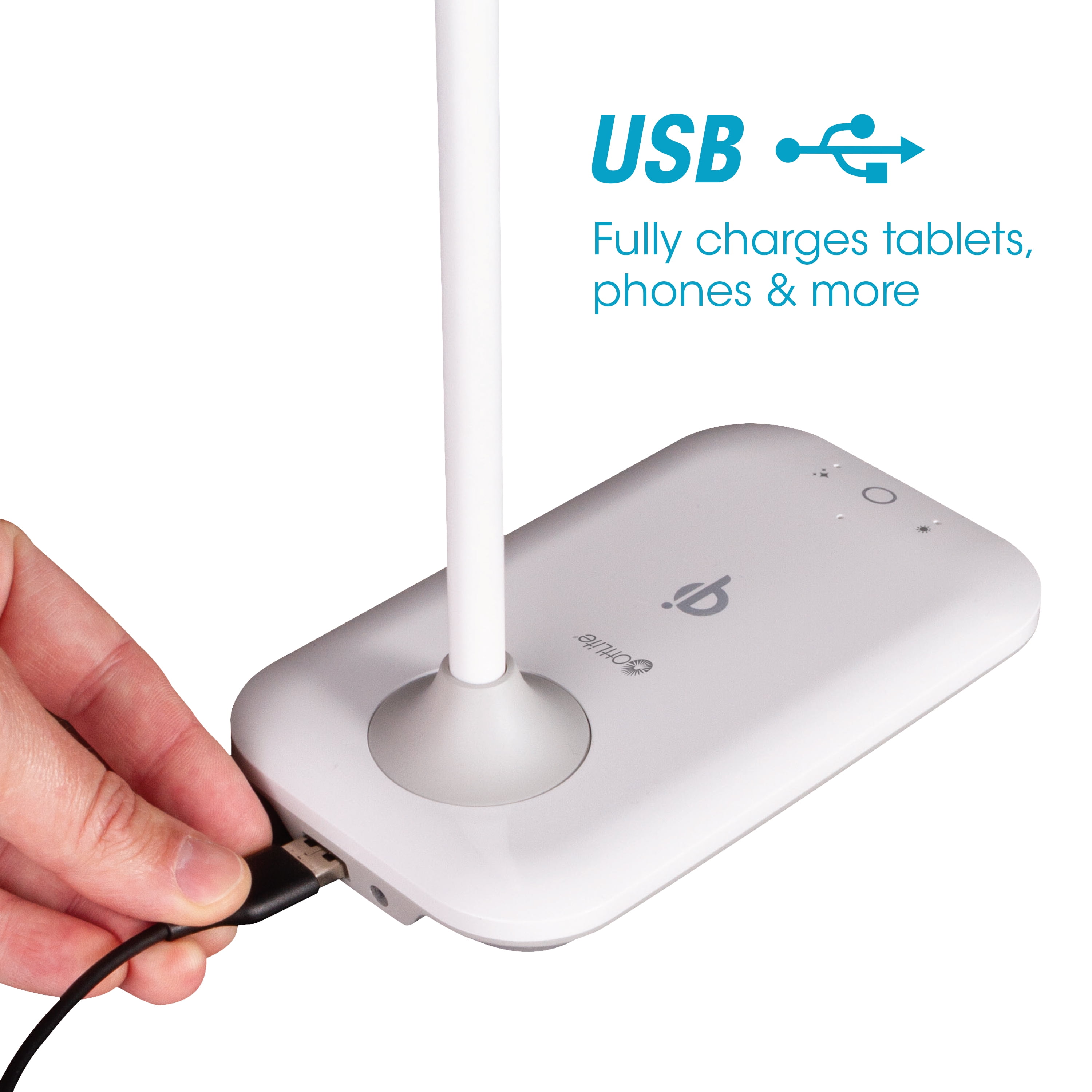 OttLite Achieve LED Sanitizing Desk Lamp with Wireless Charging, White, Modern Light for Reading, Crafting & Office Desktop