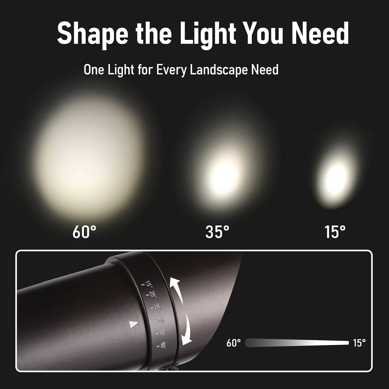 12 Pack 8W Low Voltage RGBCW LED Landscape Spotlight, 15°-60° Adjustable Beam Angle Outdoor Spot Lights, IP65 Waterproof, Oil Rubbed Bronze