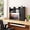 Black, variant on Homiflex Desktop Bookshelf, Wooden Desk Hutch with LED Lights, Desktop Shelf with 6 Shelves, Cabinet, Power Outlets, Office Desk Organizer, Over Desk Storage Shelves for Dorm, Home, Walnut