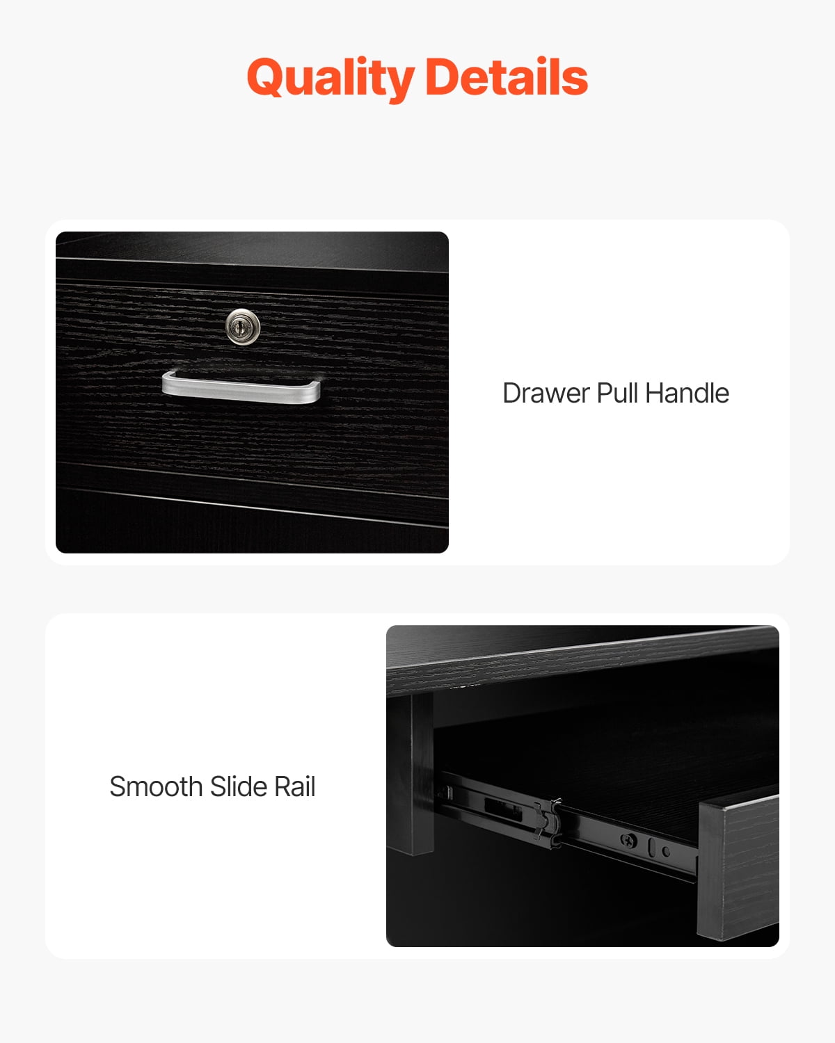 VEVOR Reception Desk, 55Inch L-Shaped Front Counter Table, Office Reception Counter with Drawer Keyboard Tray and Storage Cabinet, for Checkout, Lobby, Beauty Salon & Office, Black