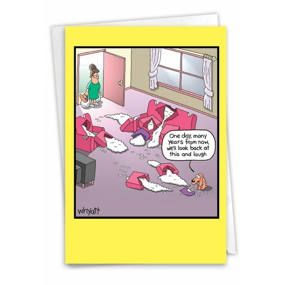 NobleWorks Funny Blank All Occasions Greeting Card with 5 x 7 Inch Envelope (1 Card) Blank All Occasions Naughty Dog C7327OCB