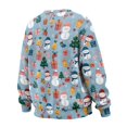 thumbnail image 6 of SCRAWLGOD Snowman Christmas Tree Bell BlueWomens Sweatshirts Polyester Crewneck Tops Long Sleeve Loose Fit Lightweight Fall Winter Drop Shoulder Casual Pullover with Pockets, L, 6 of 7