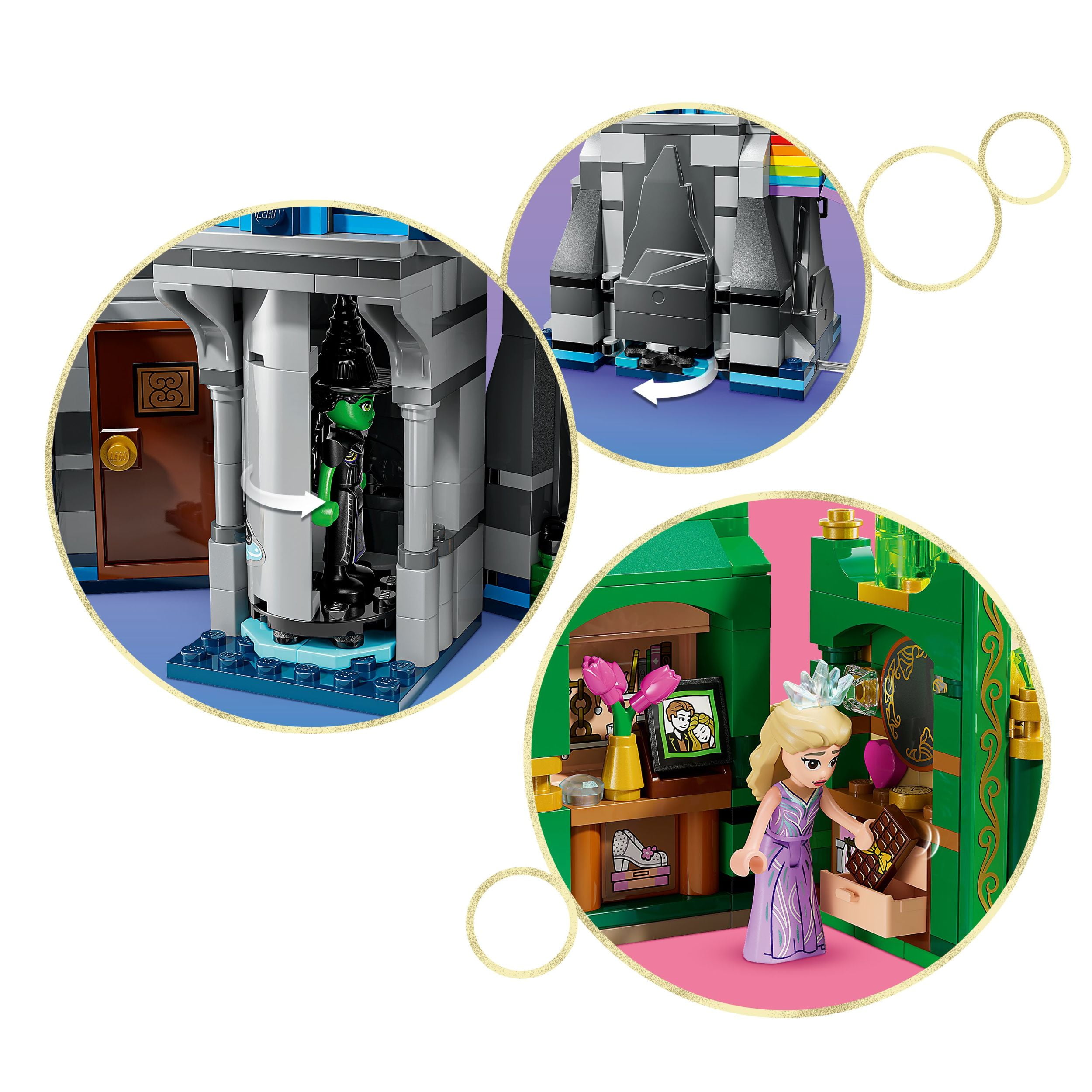 LEGO Wicked Emerald City & Kiamo Ko Castle Building Toy - Elphaba & Glinda Toy Figures, 2 Buildable Playsets, & Flying Monkey Minifigure for Kids, Ages 9+ - Wicked Merch Gift for Girls & Boys - 75689