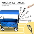 thumbnail image 3 of Heavy Duty Folding Collapsible Wagon Utility Outdoor Camping Cart with Universal Wheels & Adjustable Handle, Blue, 3 of 9