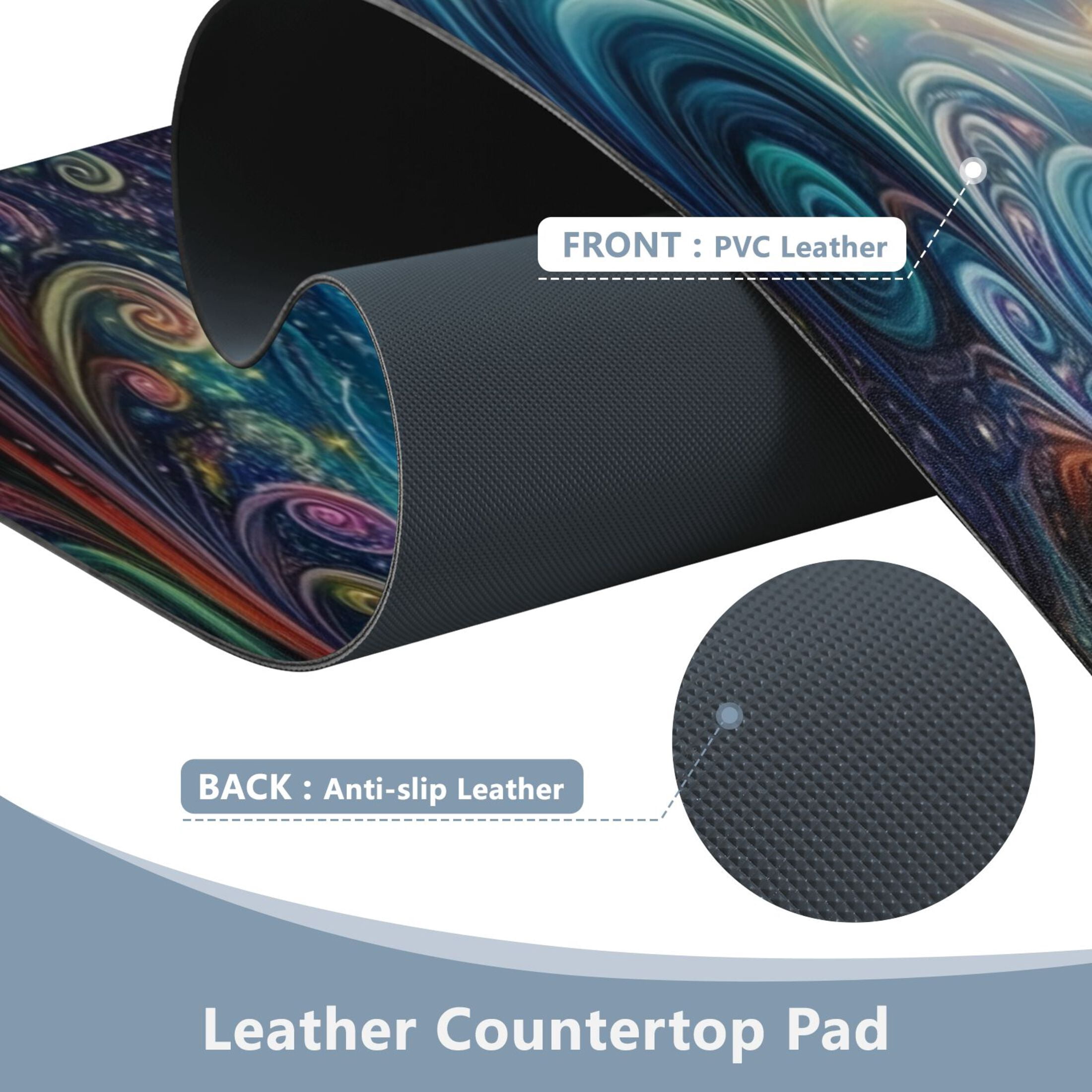 Leather Keyboard and Mouse Desk Mat Office Desk Accessories Protective Office Desk Decor Desk Pad Mat for Gaming, Work from Home, Office Psychedelic Art Unicorn 16.5" x 35.4"