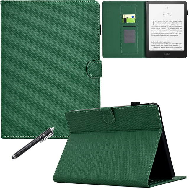 GSFY Case for All-new 7" Kindle Paperwhite 12th Gen & Kindle Colorsoft Signature Edition 2024 Release, Smart Premium PU Leather Wallet Stand Protective Cover Auto Sleep Wake, Green