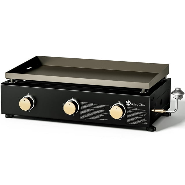 KingChii 3-Burner 27" Propane Griddle Grill for Camping, Backyard