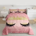 thumbnail image 2 of Castle Fairy Elegant Eyelash Girl 3 Pieces Queen Comforter Set,Bling Makeup Ultra Soft Bedding Sets,Dreamy Princess Bedding Comforter Set Breathable,Microfiber Bedroom Decor,Reversible, 2 of 8